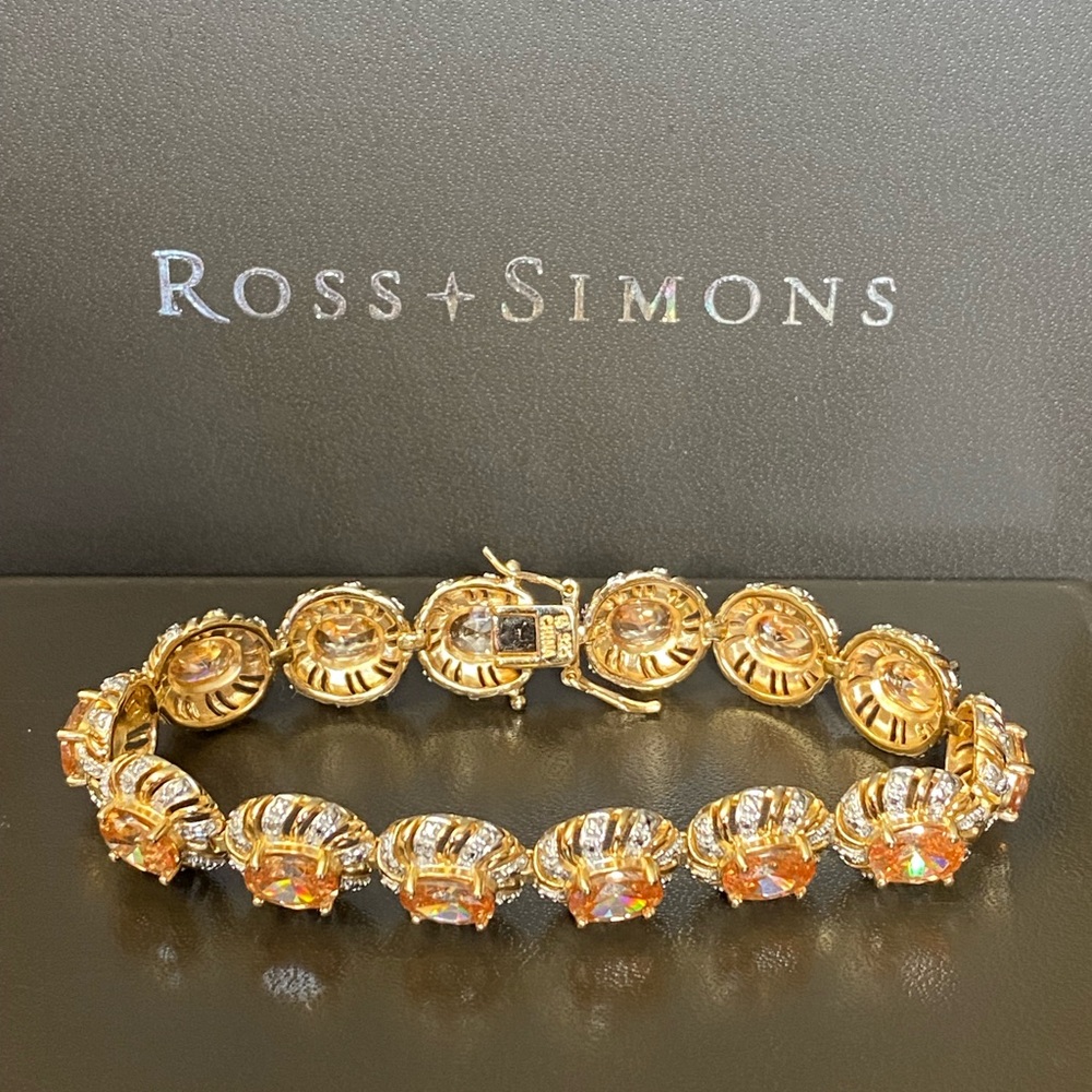 Ross Simmons 18k Gold Over 925 Sterling Silver Tourmaline Gemstones Bracelet - Picture 3 of 16